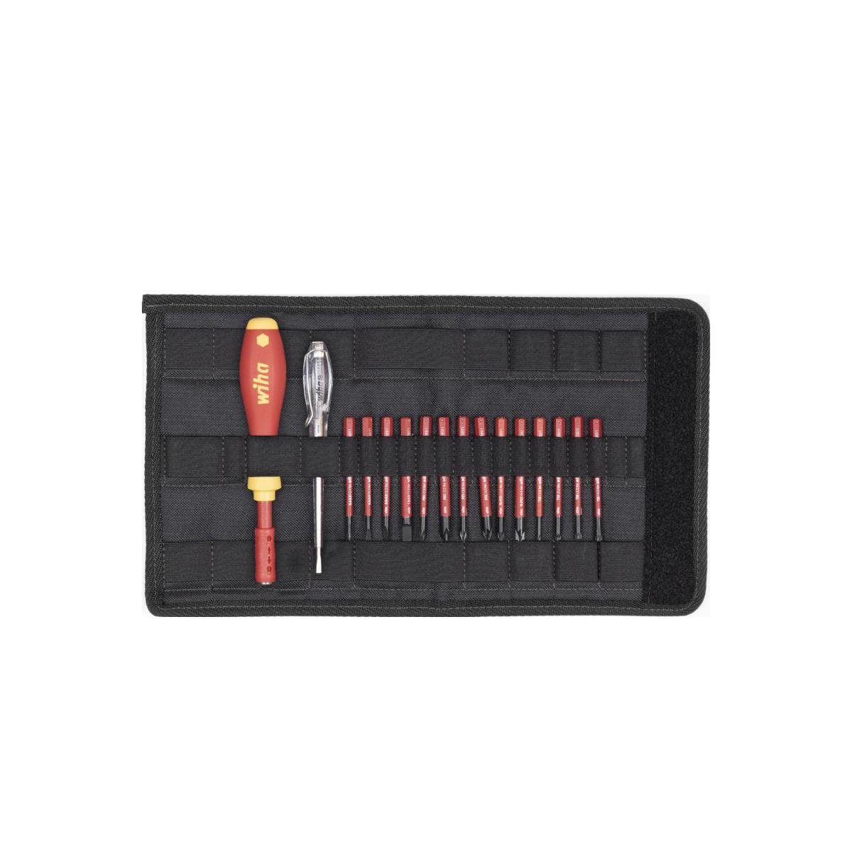 Wiha Schraubendreher mit Bithalter SoftFinish electric slimVario gemischt 17-teilges Set mit Falttasche