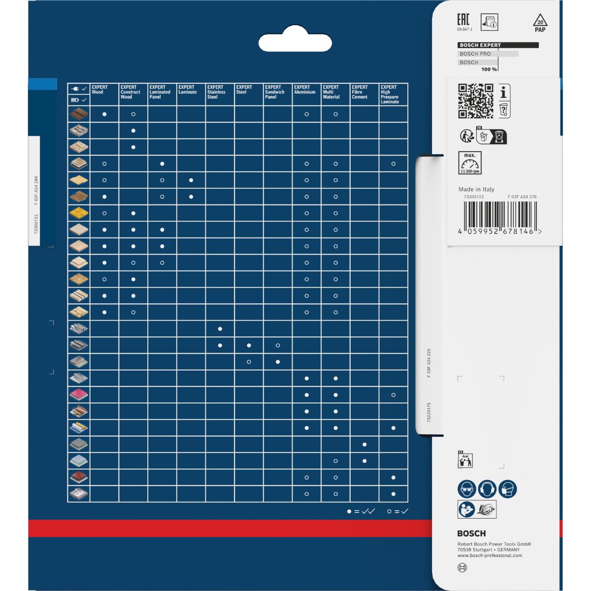 Bosch Kreissägeblatt Expert for Aluminium 168x20x1.8/1.2x52T