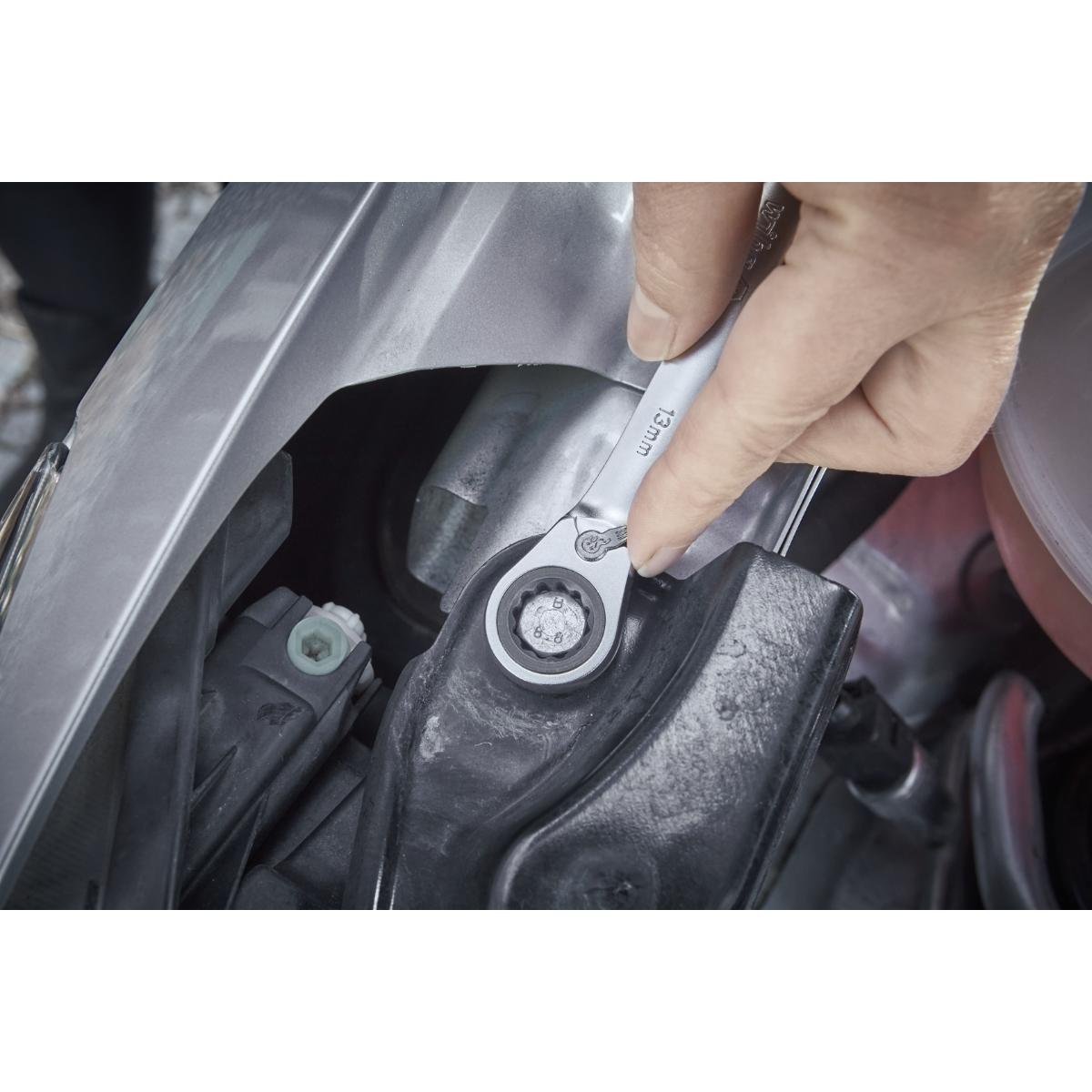 Wiha Ringratschen-Gabelschlüssel Set 12-teilges Set umschaltbar in Halter