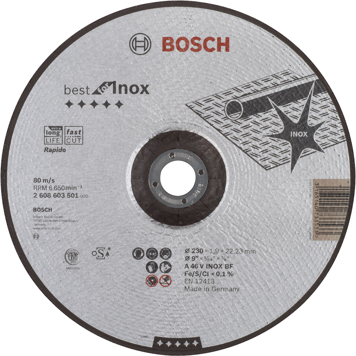 Bosch Trennscheibe gekröpft Best for Inox Rapido A 46 V INOX BF
