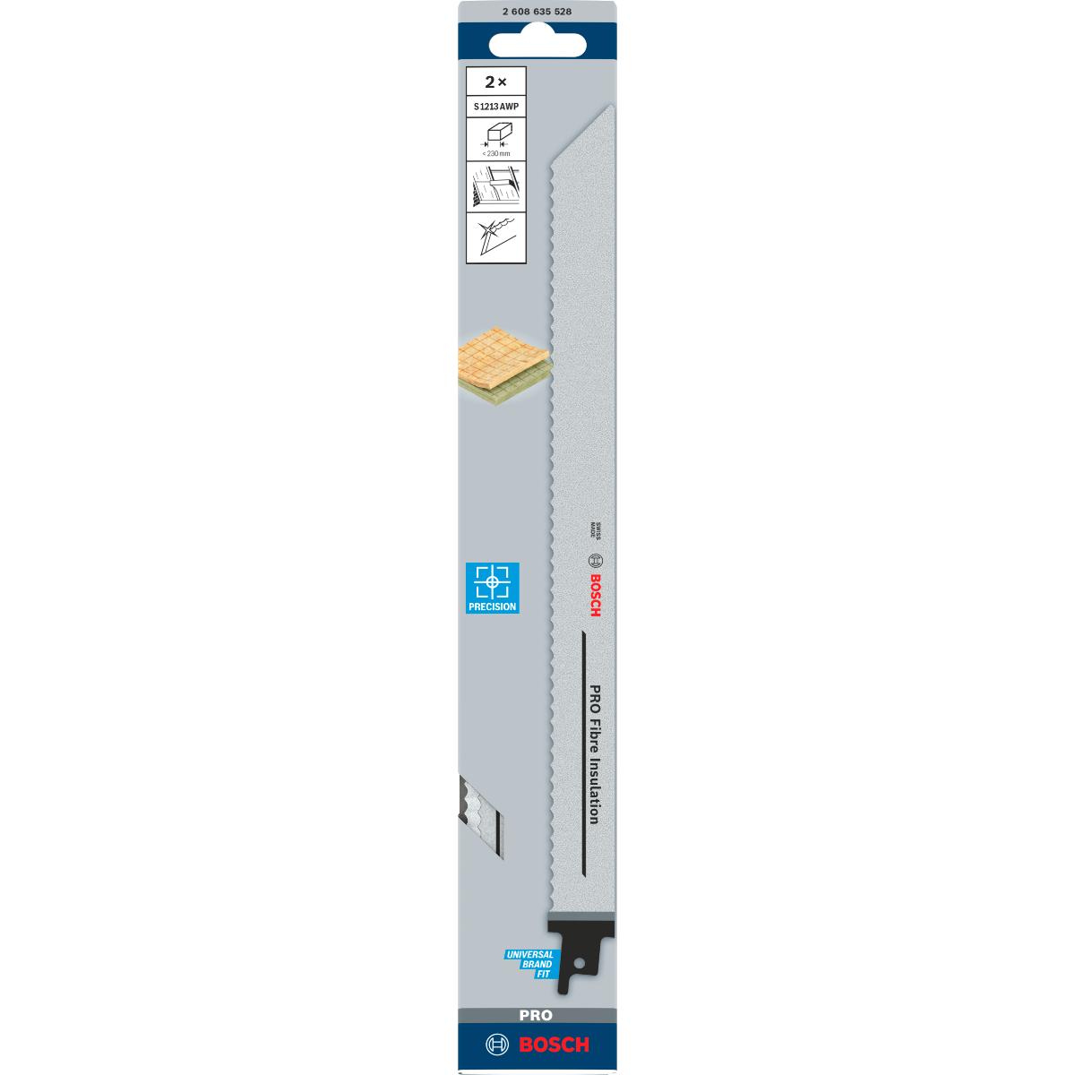 Bosch PRO Säbelsägeblatt S 1213 AWP, Precision for FibreInsulation, 2er-Pack