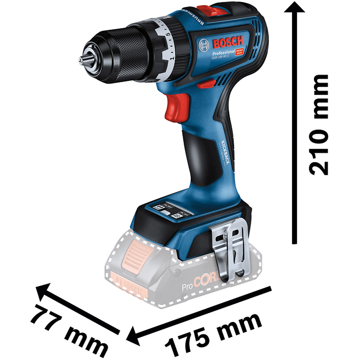 Bosch Schlagbohrschrauber GSB 18V-90C in L-BOXX 136 mit 2 x Li-Ion-Akku 4,0 Ah, Schnellladegerät