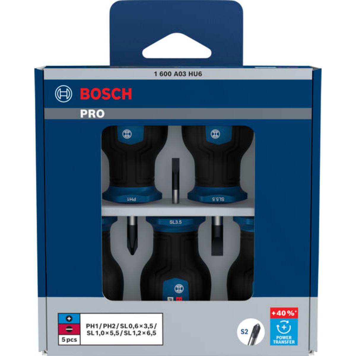 Bosch PRO Stubby-Schraubendreher PH/SL, 5-teilges Set