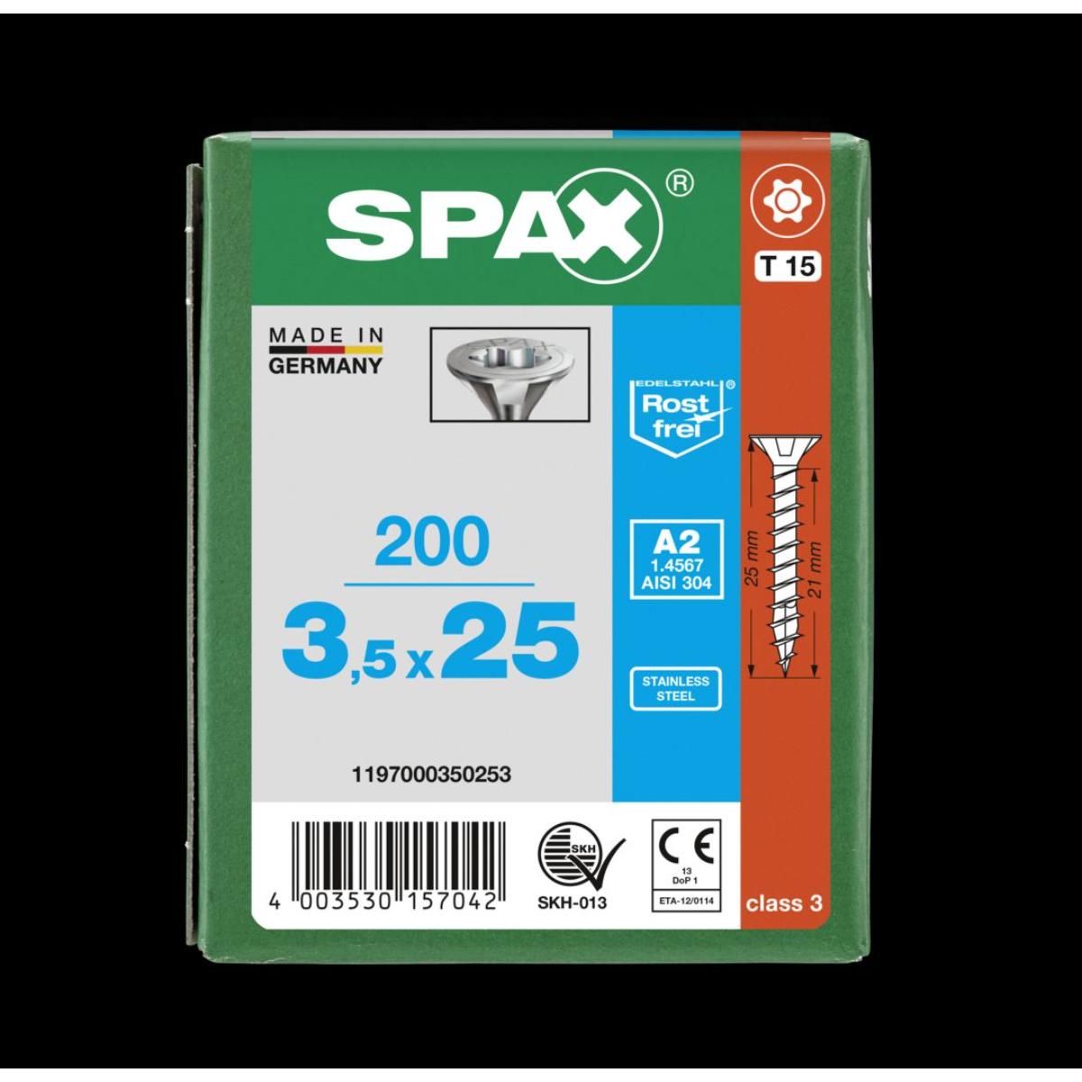SPAX A2 Senkmultikopf T-Star Plus T15 Vollgewinde, 200 Stück