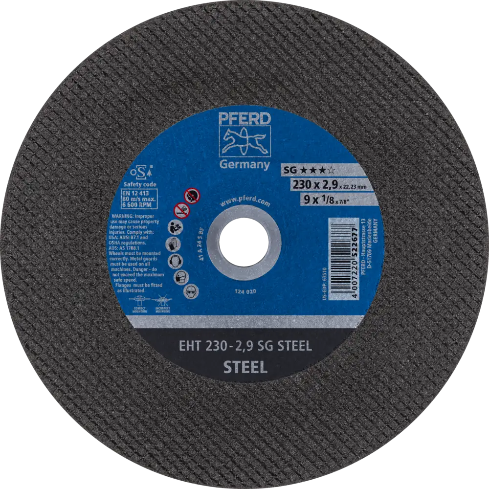 PFERD TOOLS Trennscheibe EHT gerade Leistungslinie SG STEEL für Stahl