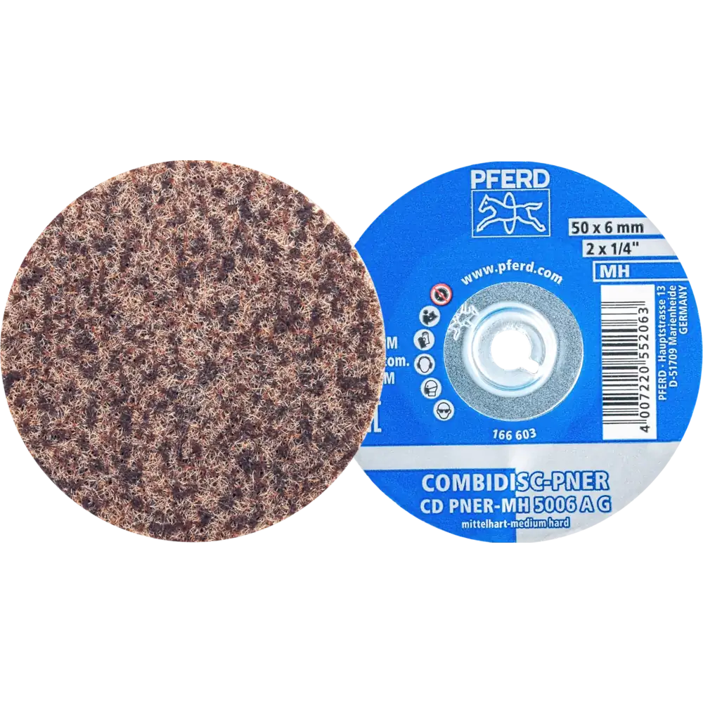 PFERD TOOLS COMBIDISC verpresste Vliesronde CD PNER Ø 50mm Mittelhart A Grob für Finish 