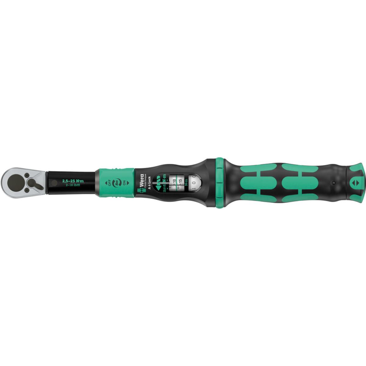 Wera Click-Torque Lock A 6 Drehmomentschlüssel, einstellbar, Torque Lock Funktion, Umschaltknarre, Rechtsanzug, 2,5-25 Nm, 1/4 zoll x 2,5-25 Nm