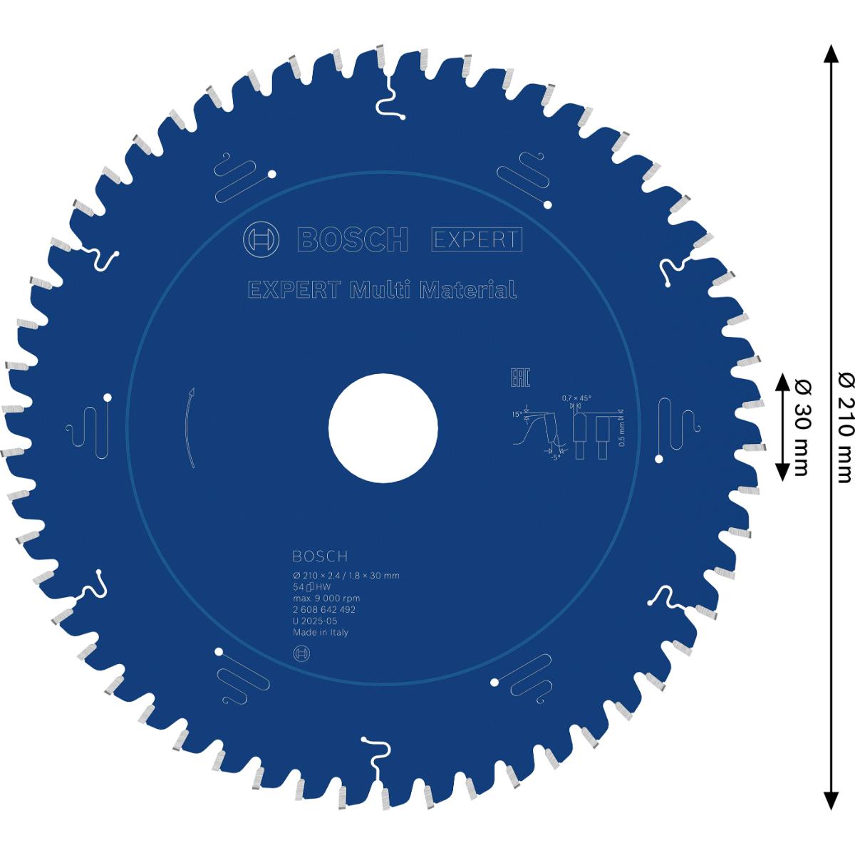 Bosch Kreissägeblatt Expert for Multi Material, 210 x 30 x 2,4 mm, 54
