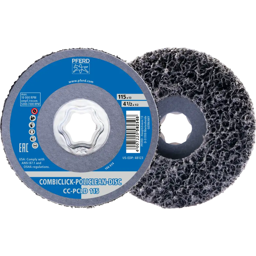 PFERD TOOLS COMBICLICK POLICLEAN PCLD Reinigungsvlies Ø 115x13 mm für grobe Reinigungsarbeiten