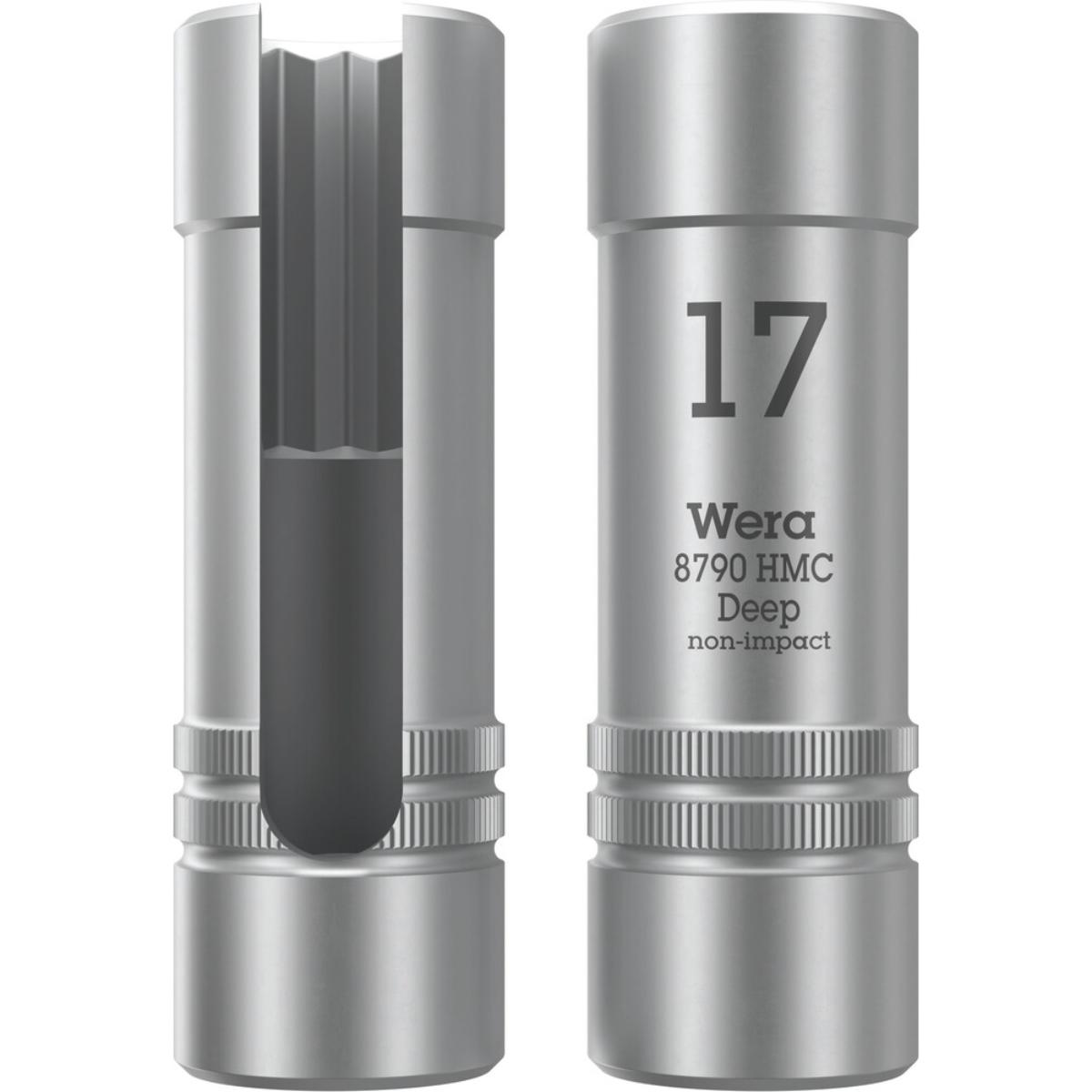 Wera 8790 HMC Deep Steckschlüsseleinsatz mit Ausschnitt am Schaft, mit 1/2 zoll-Antrieb, 17 x 76 mm