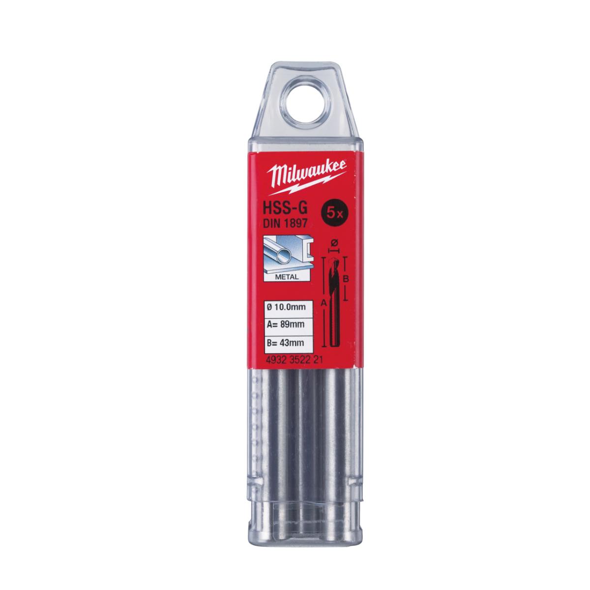 Milwaukee - METALLBOHRER HSS-G KURZ 10.0X89MM (5) - 4932352221