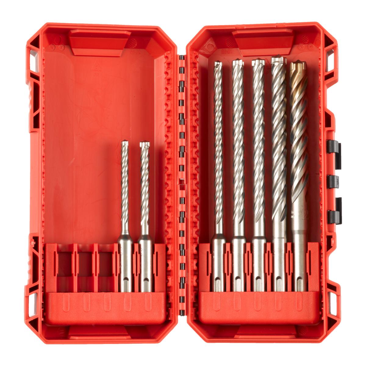 Milwaukee Hammerbohrer MX4 SDS-Plus  5/6 x 115mm, 6/8/8/10 x 165 mm, 12 x 160 mm, 7-teiliges Set