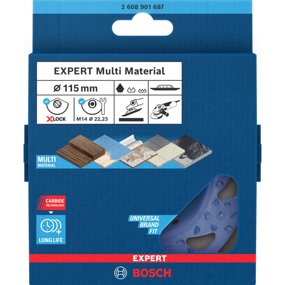 Bosch EXPERT Multi Material Carbide-Topfscheibe grob X-LOCK, 115 mm, 22,23 mm