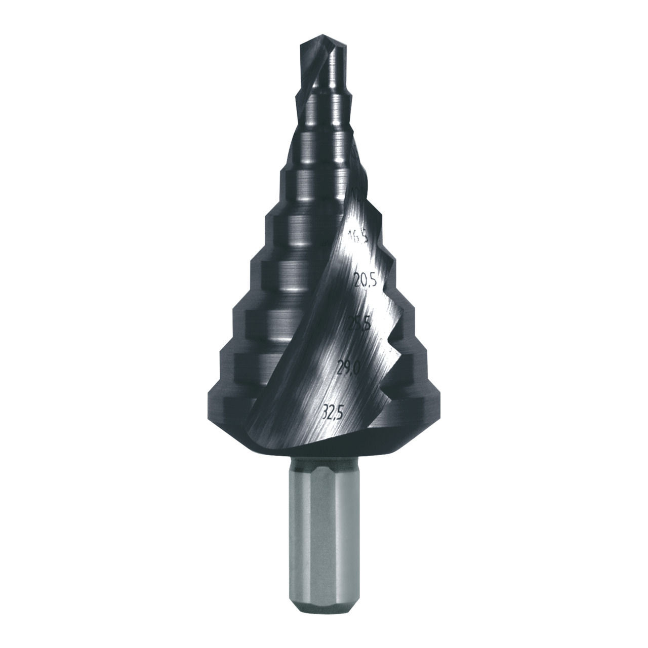 RUKO Stufenbohrer HSS TiAlN spiralgenutet mit Kreuzanschliff für metrische Kabelverschraubungen