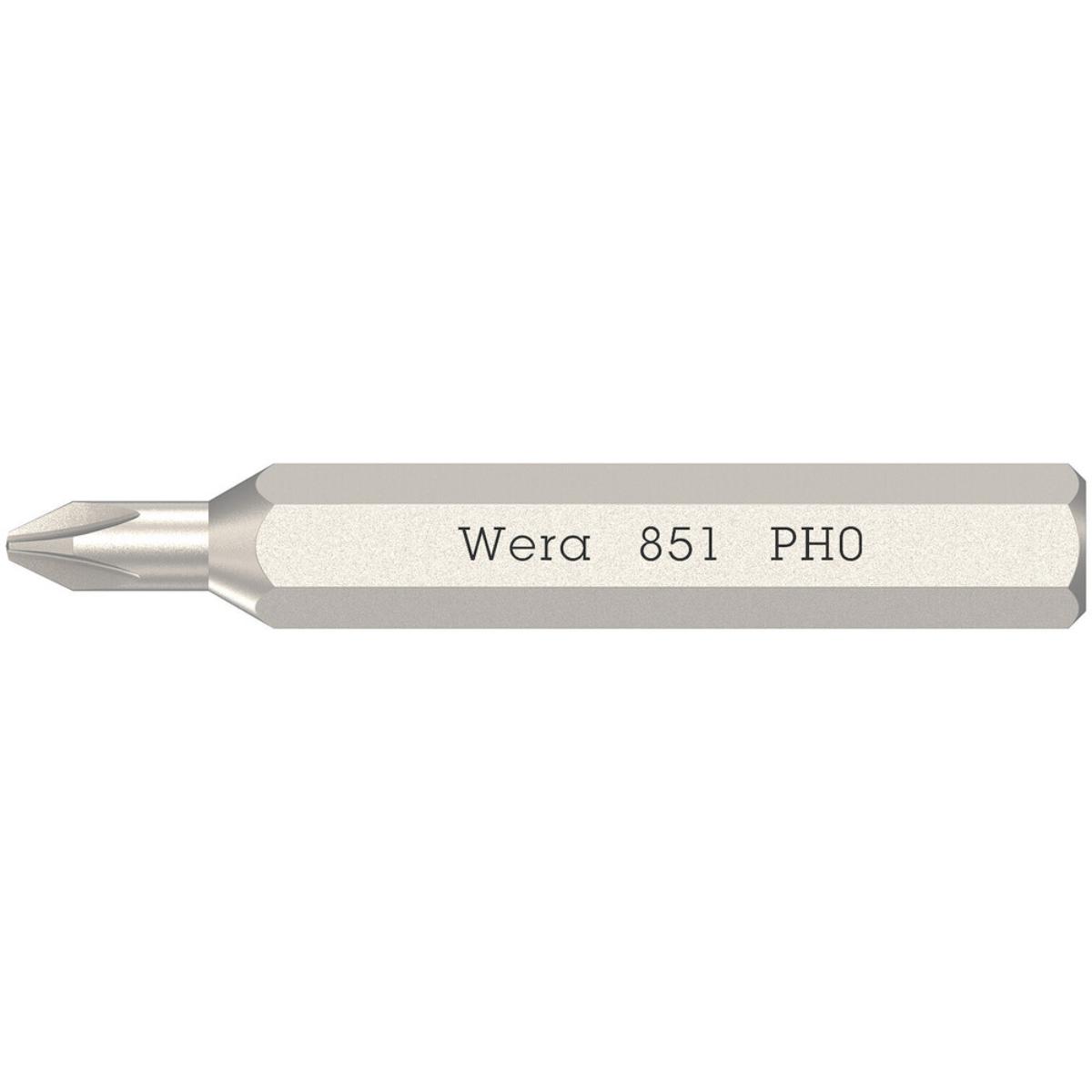 Wera 851/0 Micro Bits für Kreuzschlitzschrauben Phillips-Recess, PH 0 x 30 mm