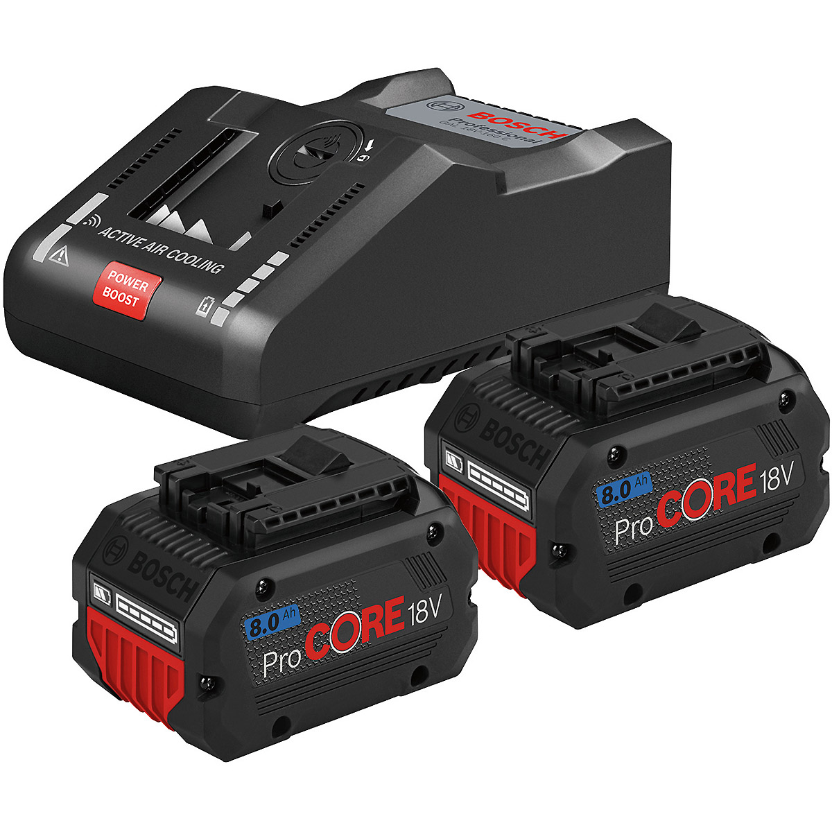 Bosch Akku Starter-Set, 2 Akku ProCORE 18 Volt 8.0 Ah, Schnellladegerät GAL 18V-160 C