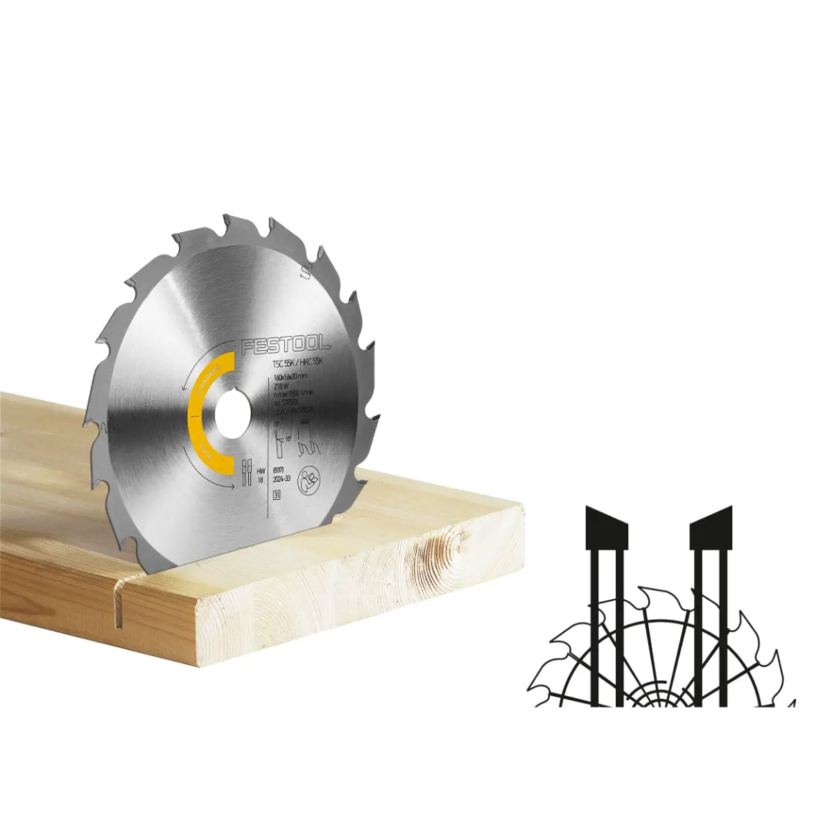 Festool Kreissägeblatt WOOD STANDARD HW 160x1,6x20 W18