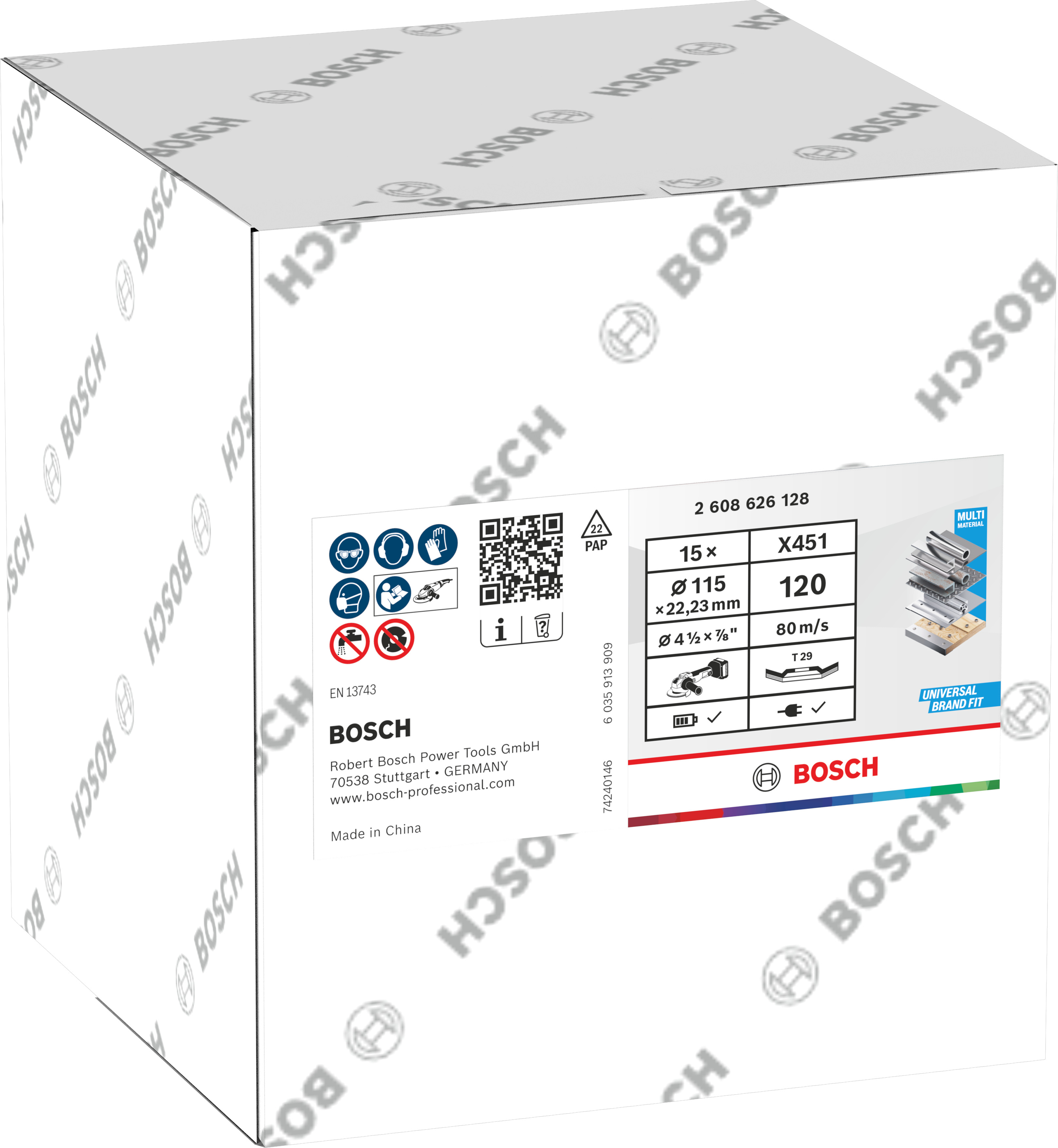 Bosch X451 Fächerschleifscheiben, 115mm, T29, K120