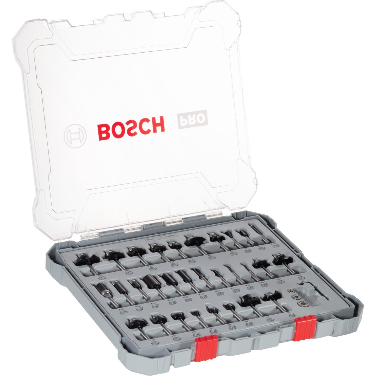 Bosch PRO Fräser Set, 1/4 Schaft, 30-teiliges Set