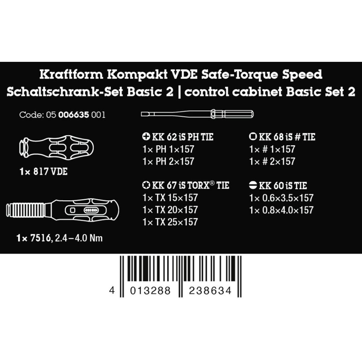 Wera Kraftform Kompakt VDE Safe-Torque Speed Schaltschrank-Set Basic 2