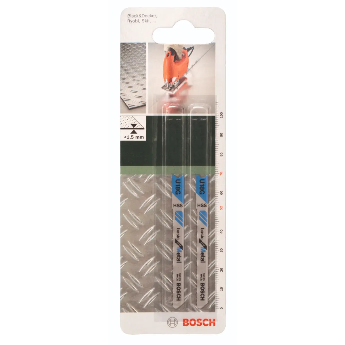 Bosch Stichsägeblatt HSS, U 18 G Basic for Metal