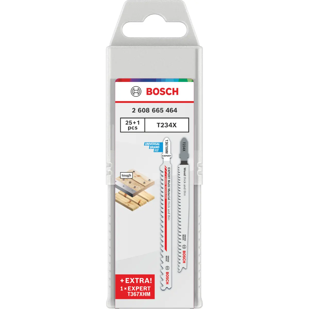 Bosch T234X+EXPERT Multi Material thick and thin T367XHM Stichsägeblätter-Set, 26-tlg.