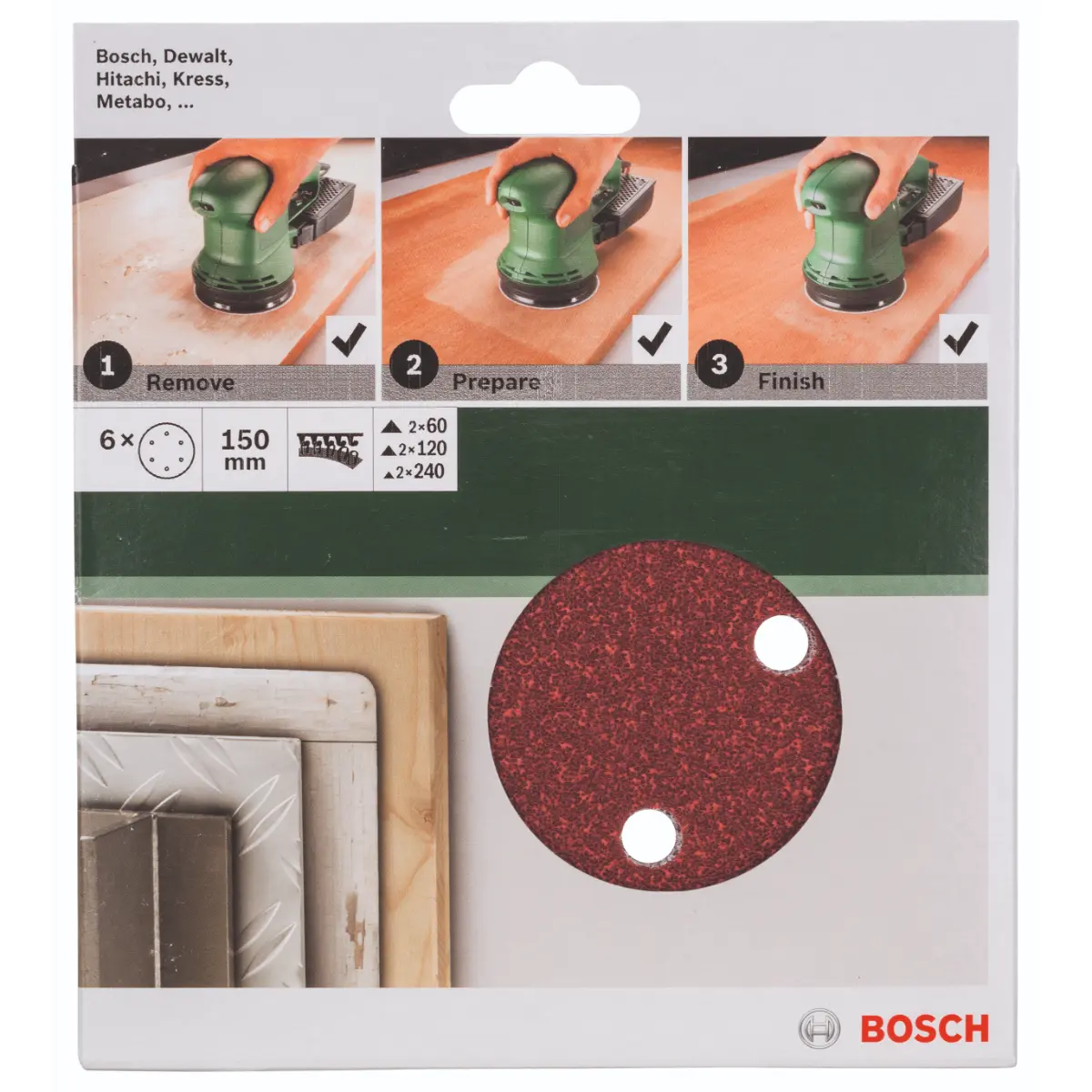 Bosch Schleifblatt-Set für Exzenterschleifer 150 mm, 6-tlg.