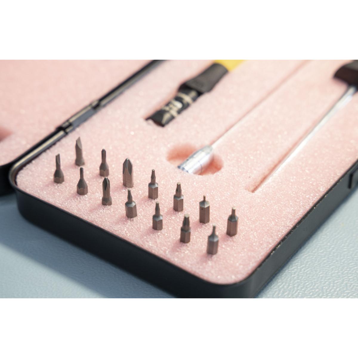 Wiha Drehmoment-Schraubendreher Set TorqueVario -S Micro ESD 0,1-0,6 Nm gemischt 18-teilges Set variabel einstellbare Drehmomentbegrenzung mit Box