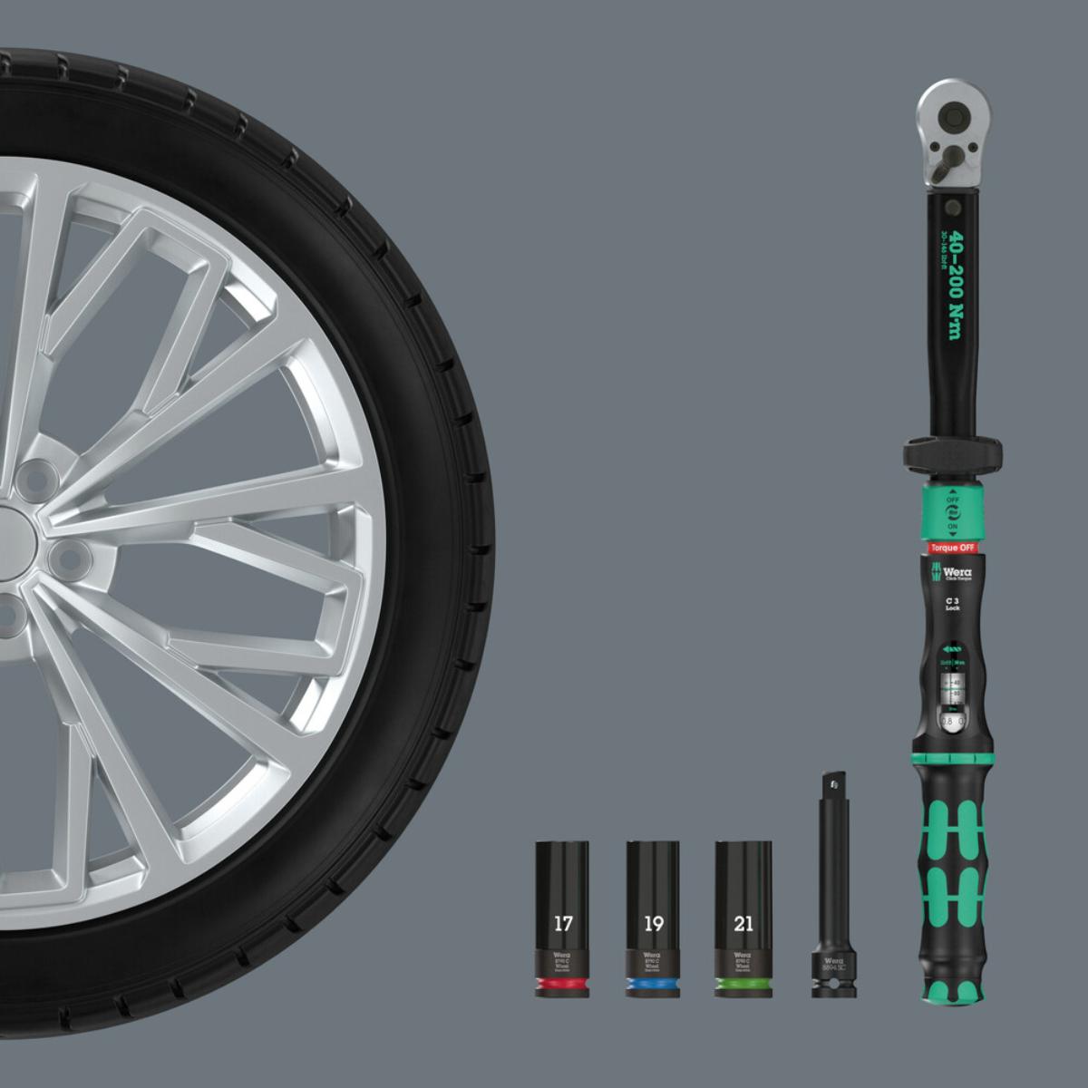 Wera Drehmomentschlüssel Click-Torque Lock C 3 KFZ-Radwechsel-Set 1