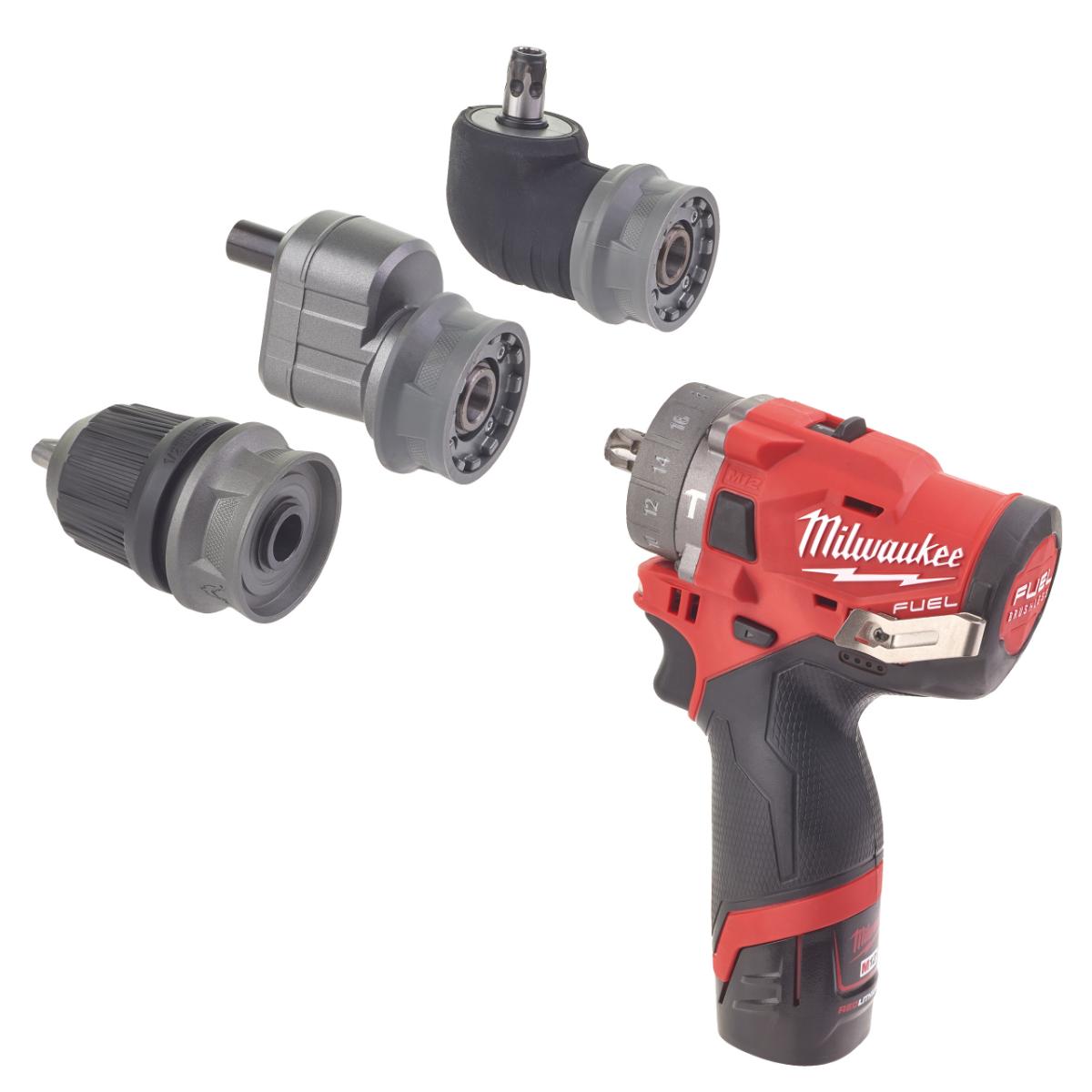 Milwaukee FUEL Akku-Kompakt-Schlagbohrschrauber mit Schnellwechselbohrfutter M12 FPDXKIT-202X