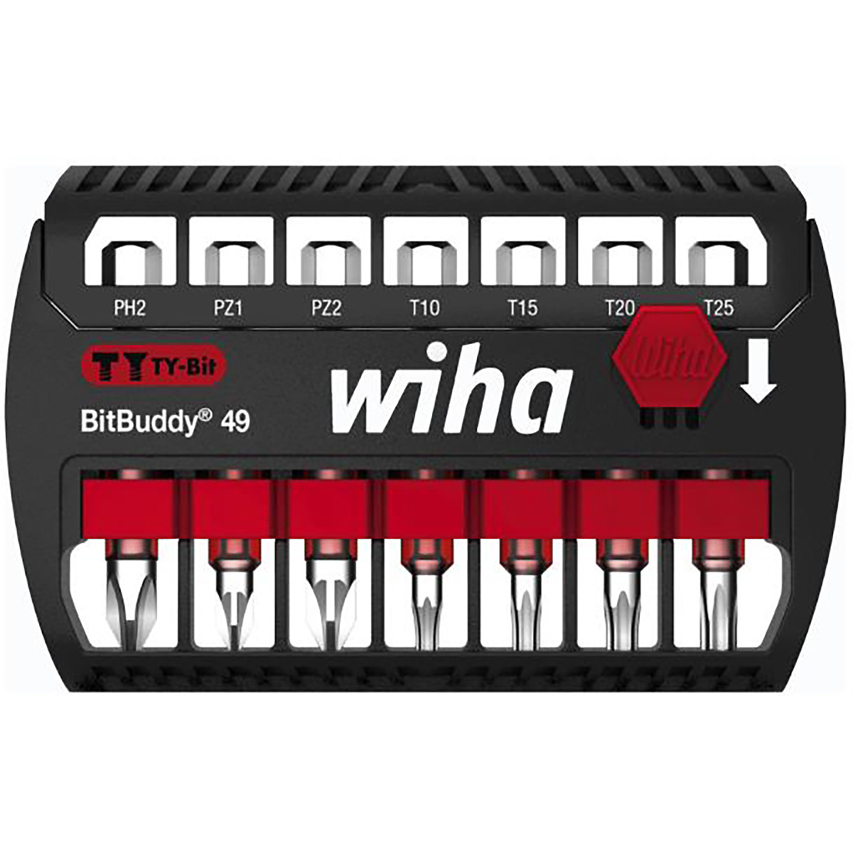 Wiha Bit Set BitBuddy TY-Bit 49 mm Phillips, Pozidriv, TORX 7-teilges Set 1/4 zoll E6,3 - 6 Stück