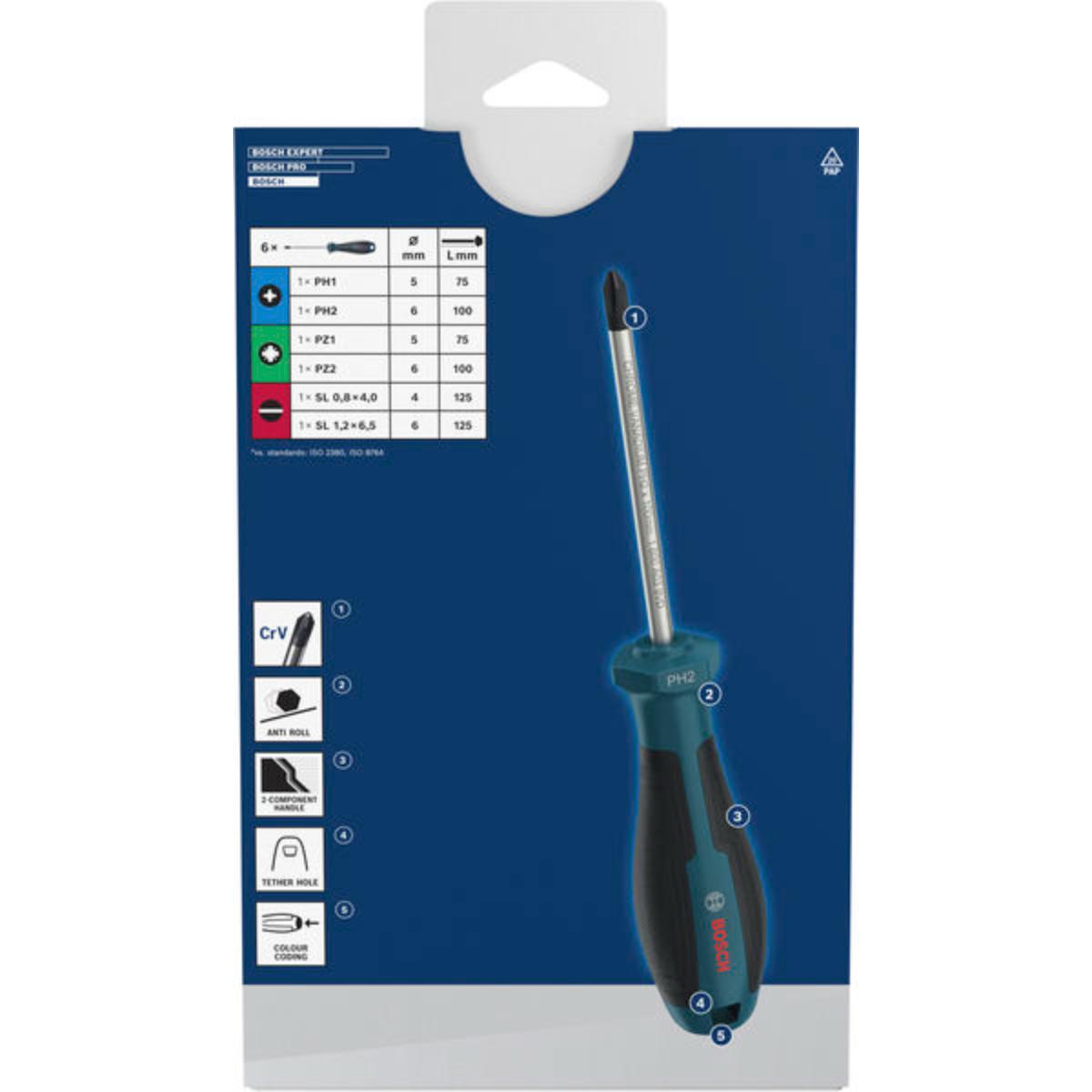 Bosch Schraubendreher PH/PZ/SL, 6-teilges Set