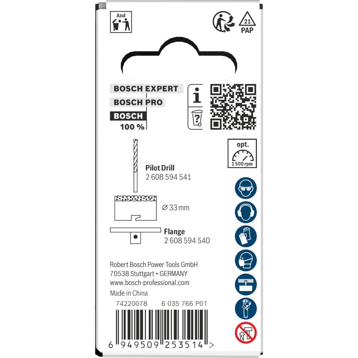 Bosch Brick and Soft Tile Lochsäge mit Aufsteckhalter, 33 x 60 mm