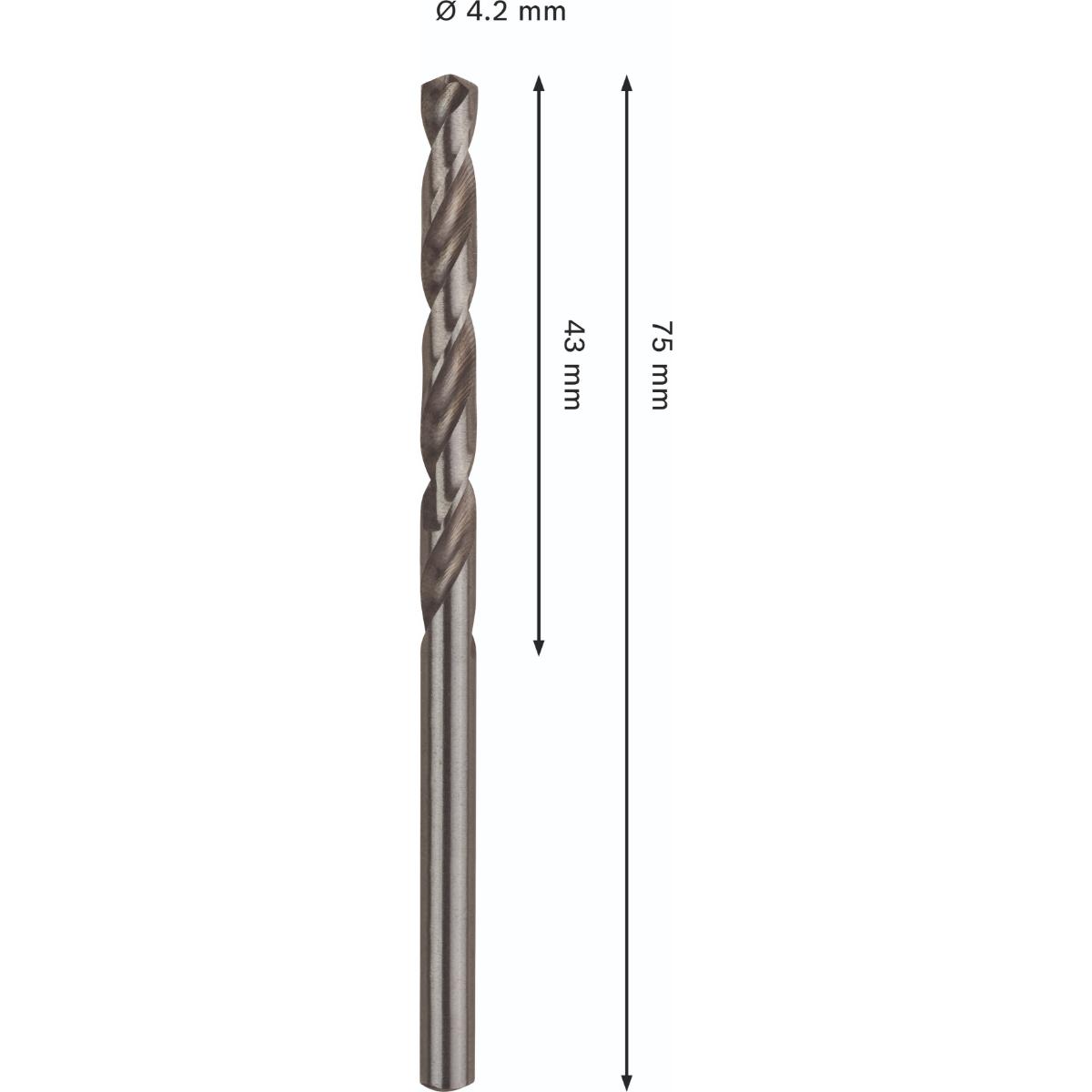 Bosch PRO Metal HSS-G Spiralbohrer, 4,2 x 43 x 75 mm