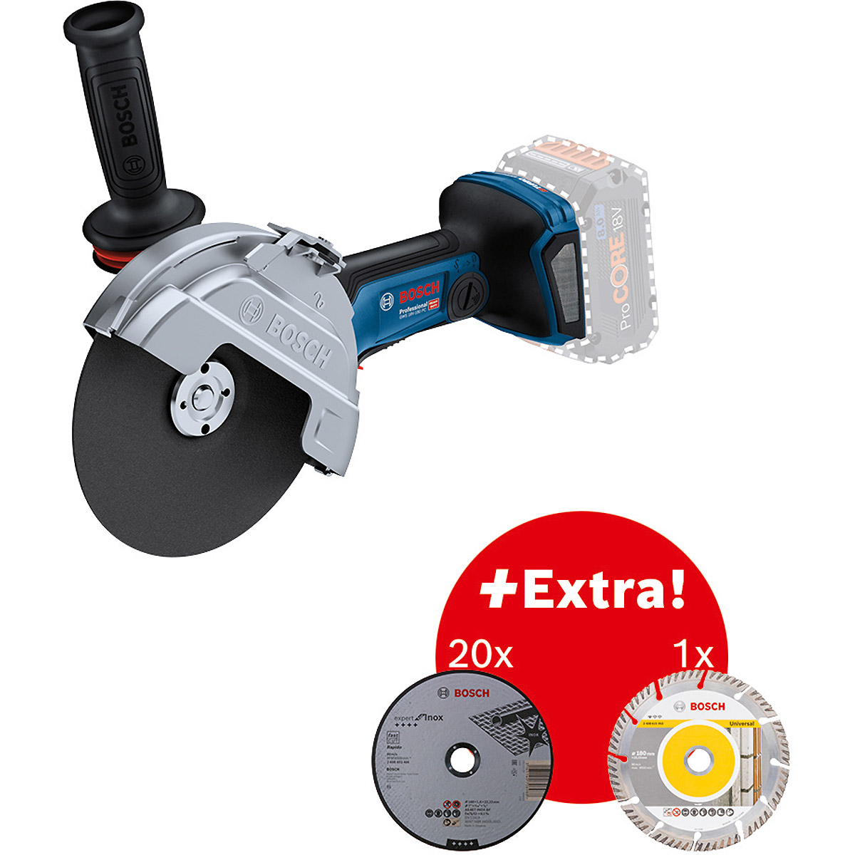 Bosch Winkelschleifer GWS 18V-180 PC + AC (C)