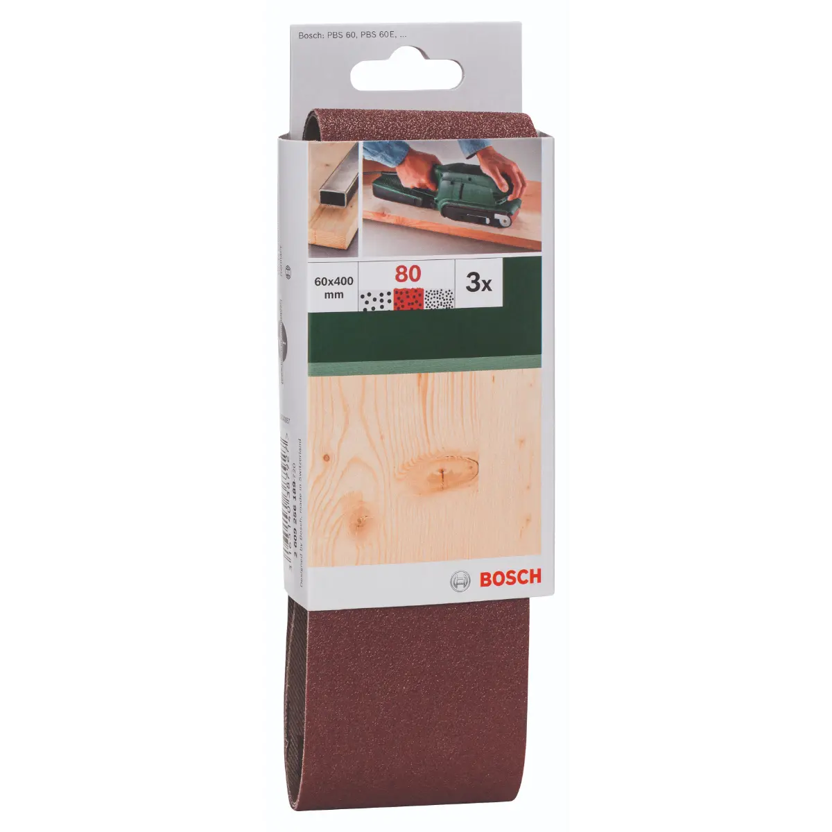 Bosch Schleifband-Set für Bandschleifer, rote Qualität K=80, 60 x 400 mm, 3-tlg.