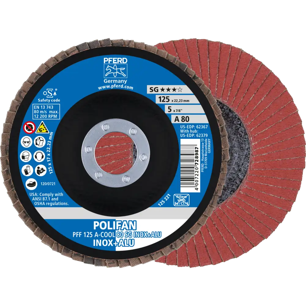 Disque à lamelles POLIFAN PFF plat A-COOL SG INOX+ALU acier inoxydable/aluminium de PFERD TOOLS
