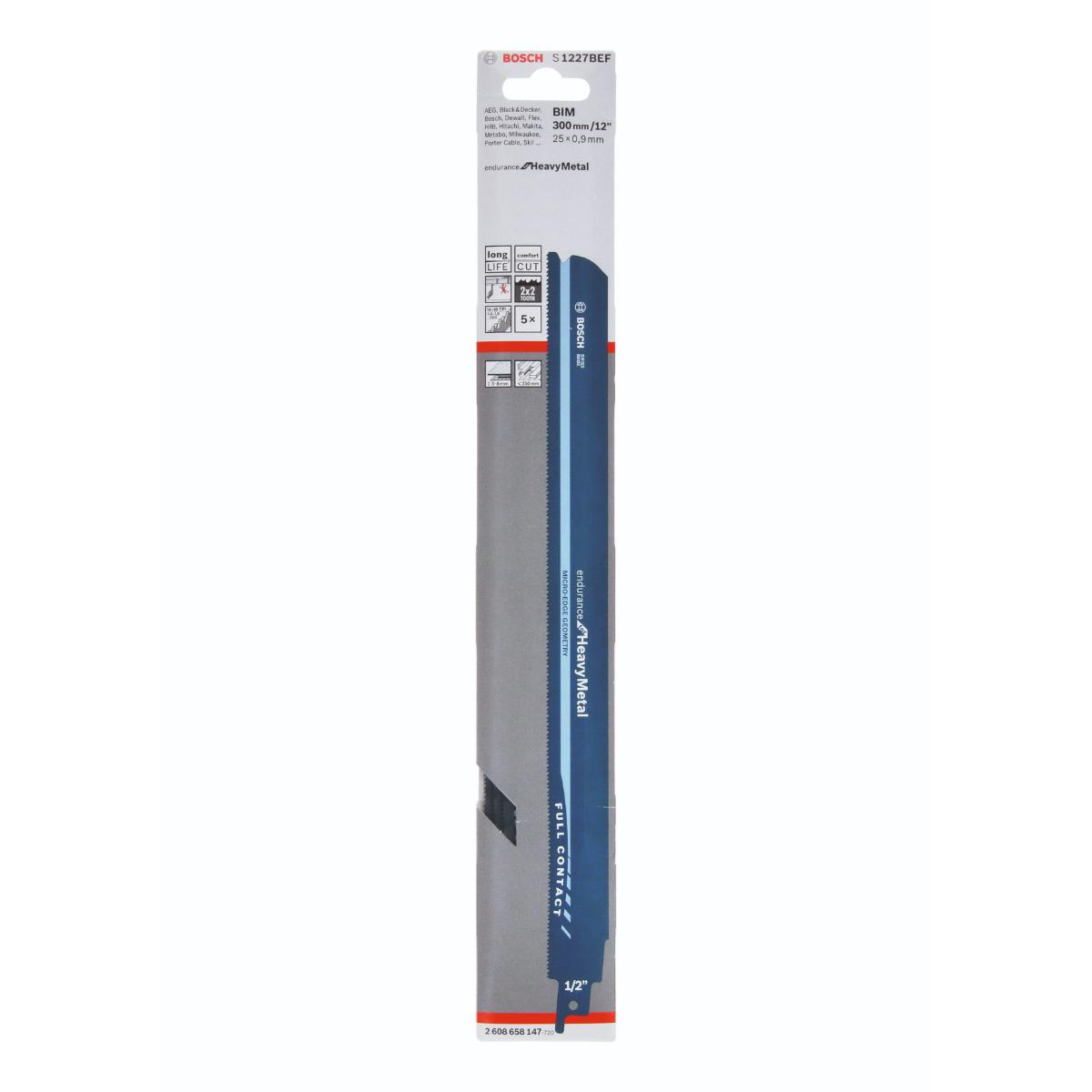 Bosch Säbelsägeblatt S 1227 BEF Endurance for Heavy Metal, 5er-Pack