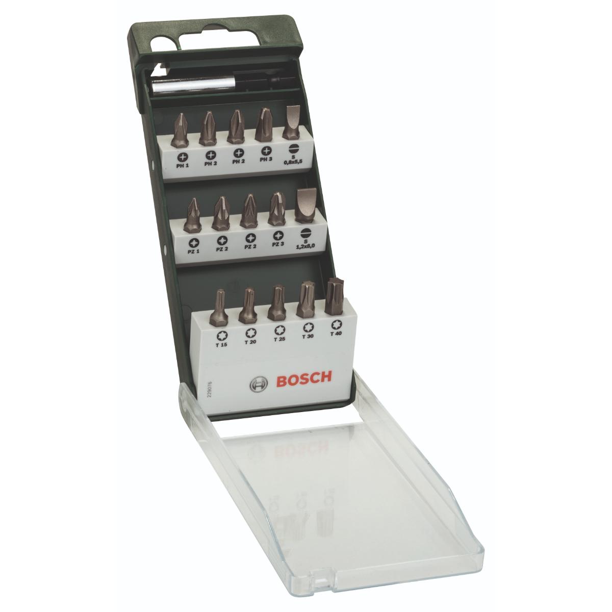 Bosch Schrauberbit-Set Standard, gemischt (S, PH, PZ, T), 16-tlg.