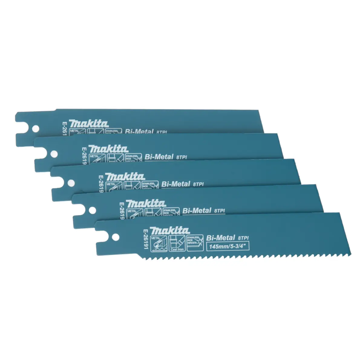 Makita Reciprosägeblatt 145/8Z BiM Stahl/Gusseisen/Edelstahl 5Stk. - E-26191