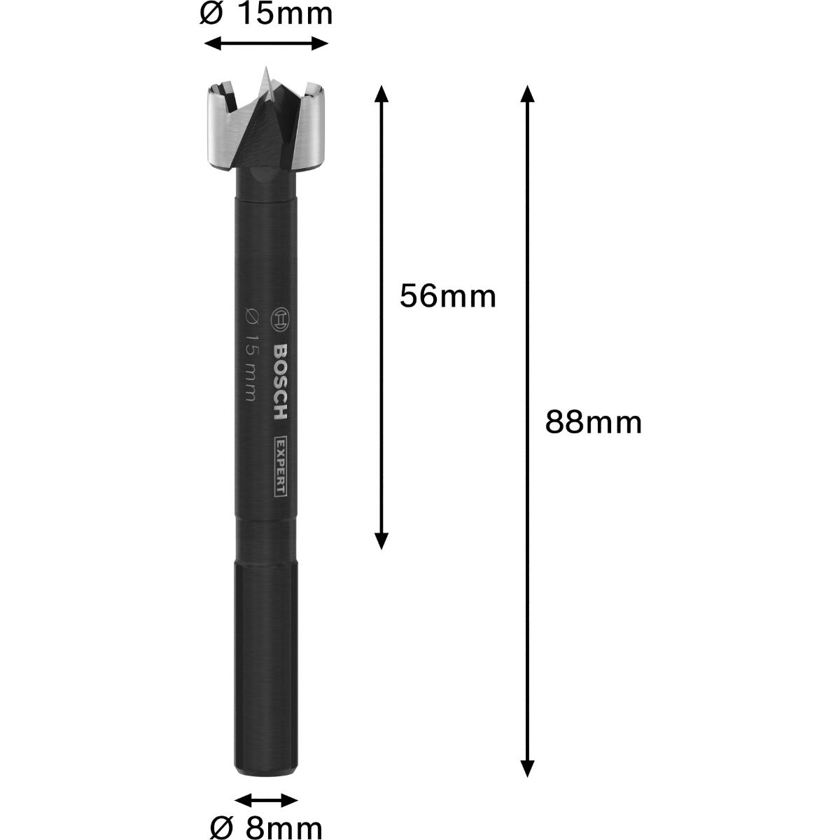 Bosch EXPERT Wood Forstnerbohrer, 15 mm, D8 mm