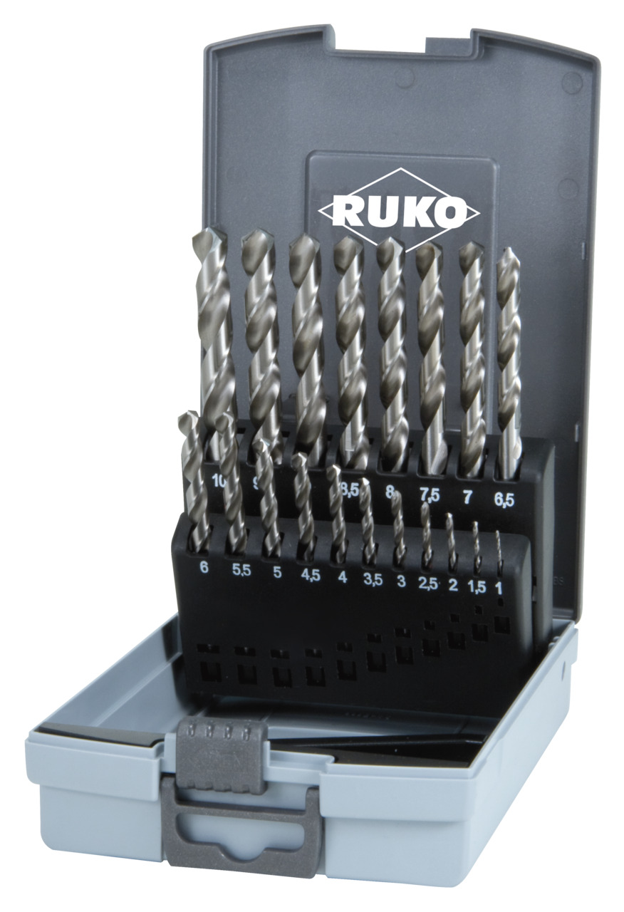 RUKO Spiralbohrer-Satz DIN 338 Typ N HSS - 19-tlg.