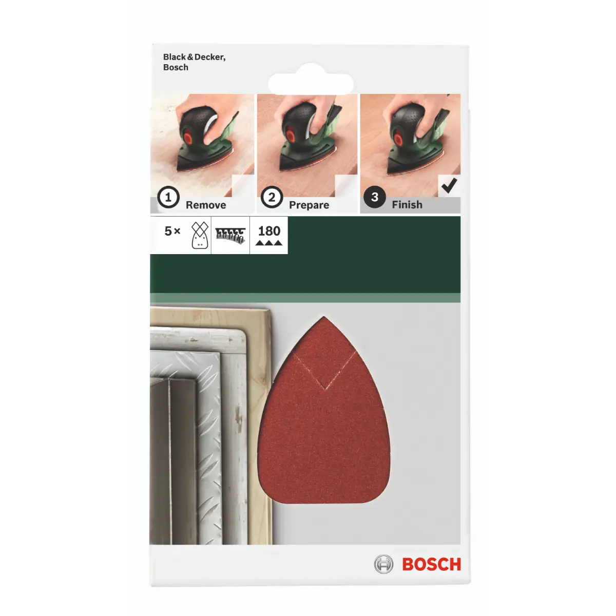 Bosch Schleifblatt-Set für Multischleifer K=180, 95 x 135 mm, 5-tlg.