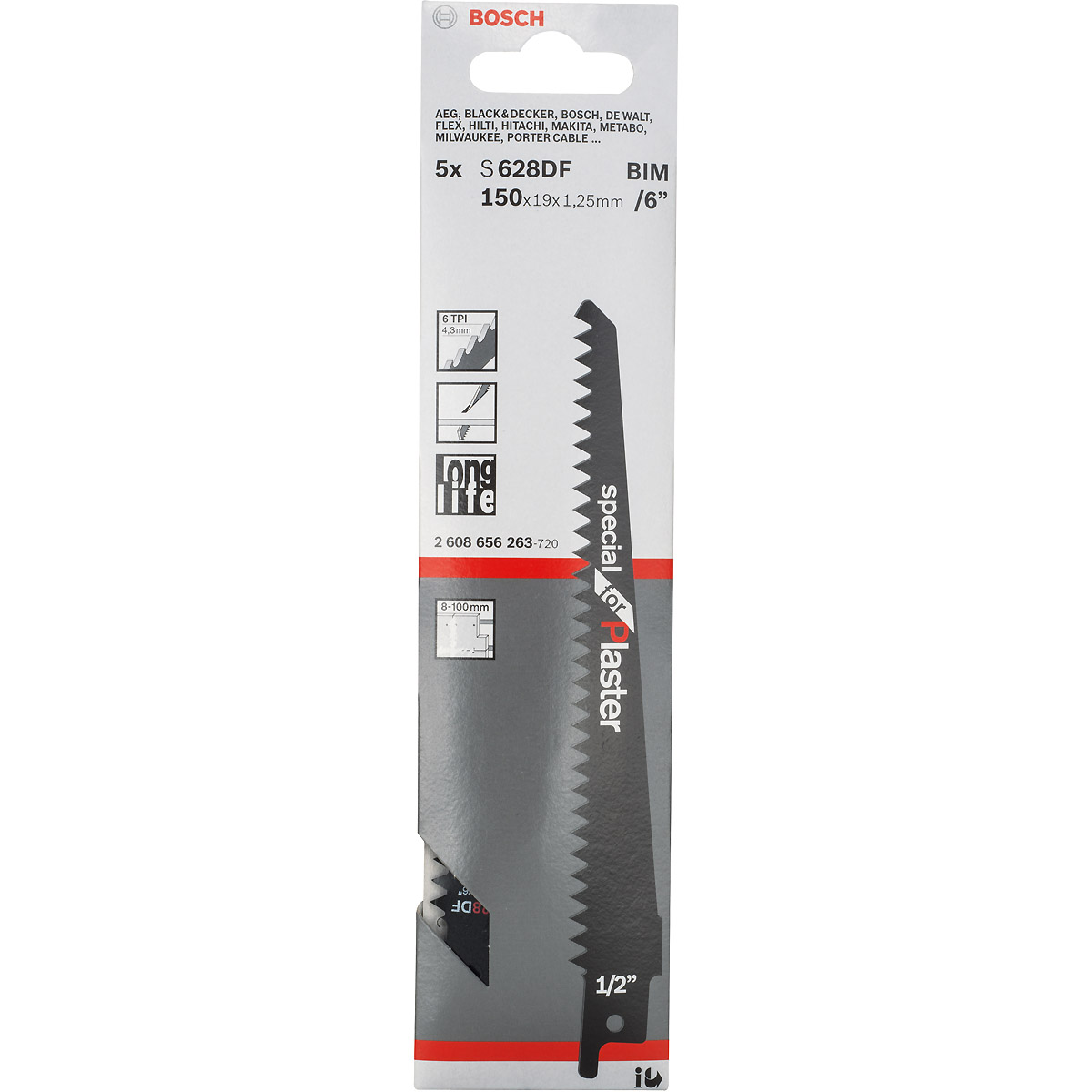 Bosch Säbelsägeblatt S 628 DF, Special for Plaster