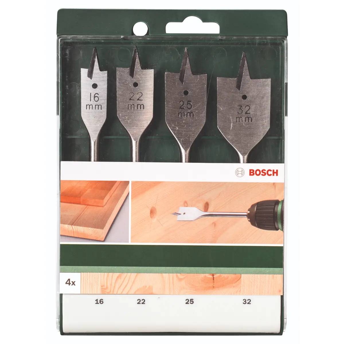 Bosch Flachfräsbohrer-Set 16,0x160,22,0x160,25,0x160,32,0x165, 4-tlg.
