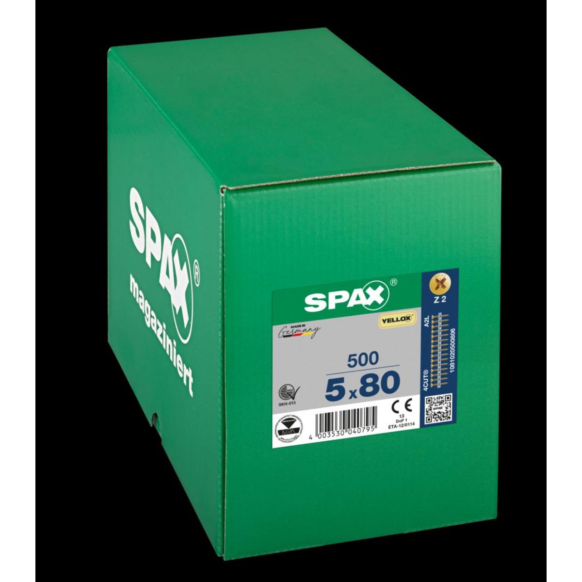 SPAX SENKMULTIKOPF KREUZSCHLITZ Z2 VOLLGEWINDE GELB VERZINKT MAGAZINIERT 500 Stück