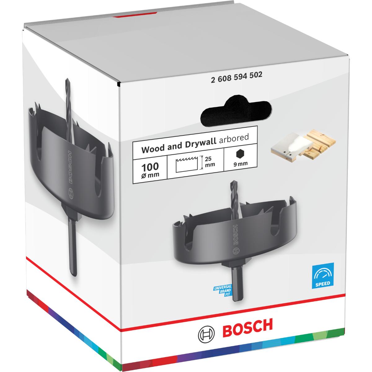 Bosch Wood and Drywall Lochsäge mit Aufsteckhalter, 100 x 27 mm