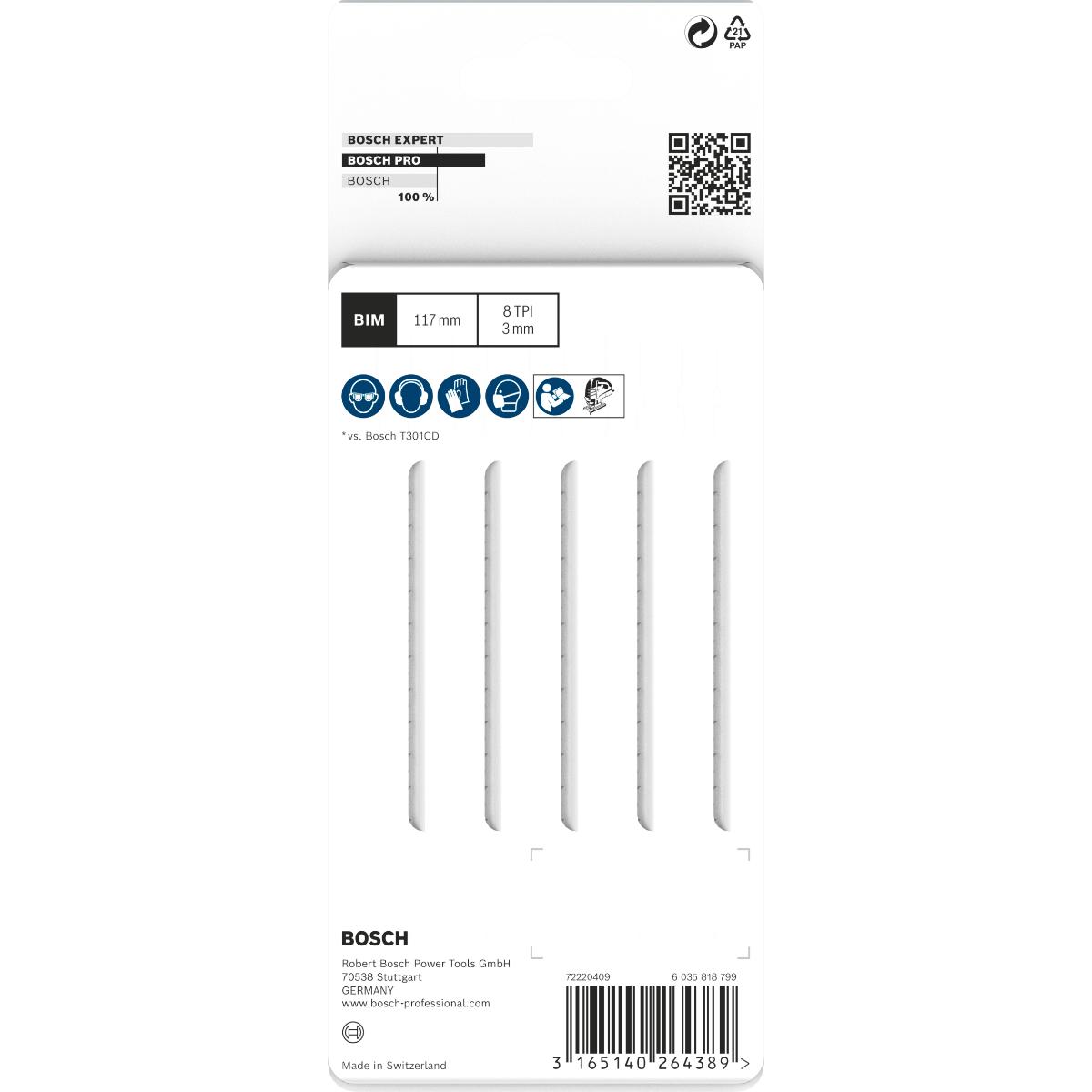 Bosch PRO Stichsägeblatt T 301 CDF Clean for Hard Wood