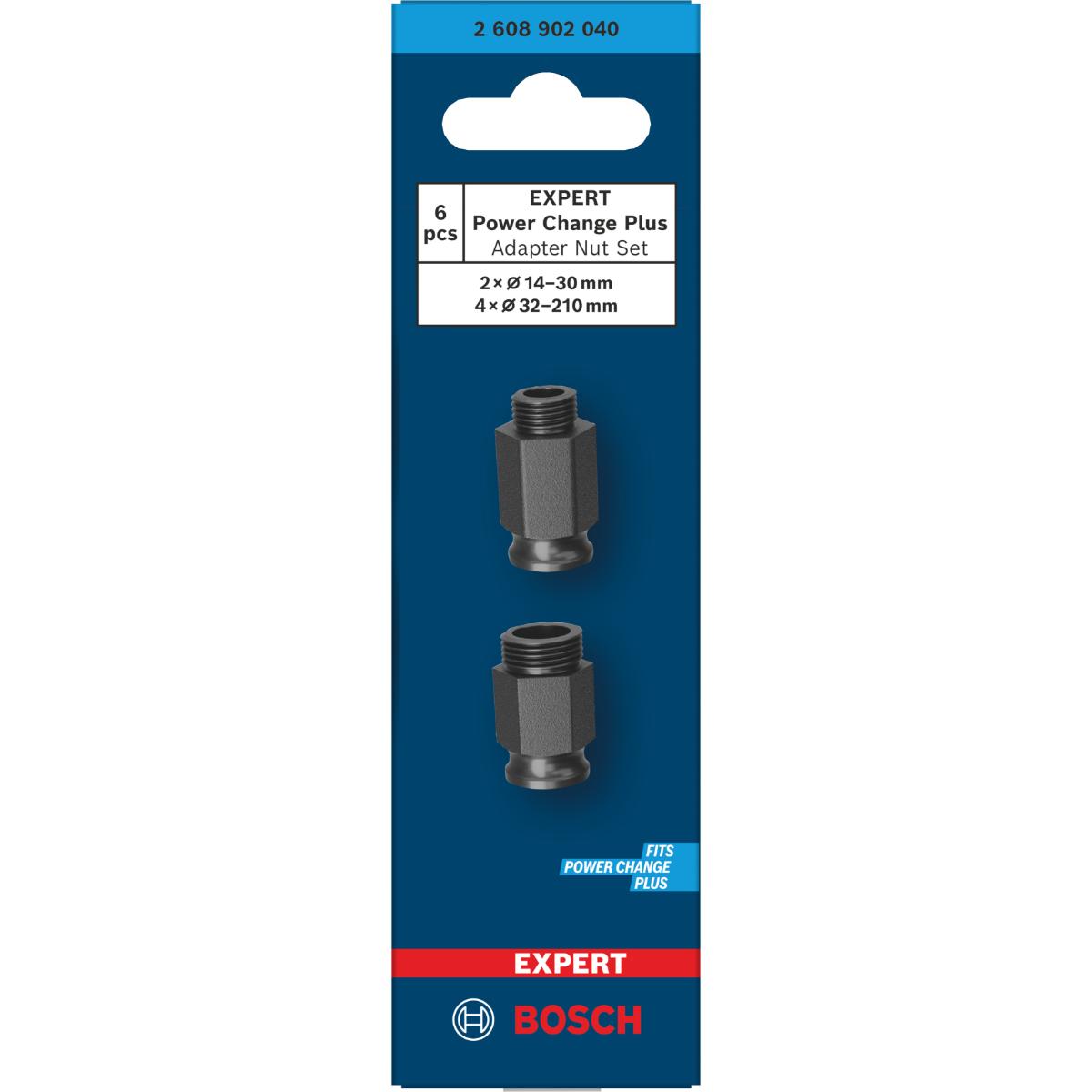 Bosch EXPERT Power Change Plus Adaptermuttern, 2x 14-30 mm, 4x 32-210 mm, 2-teiliges Set