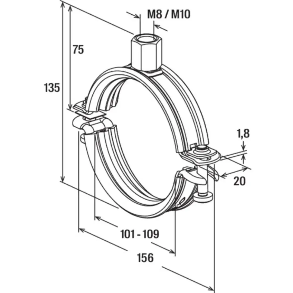 Fischer Universal-Rohrschelle FRS-L 101-109